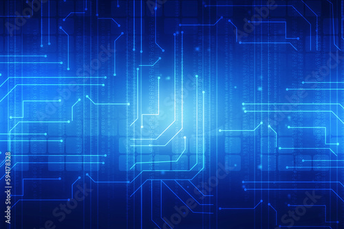 2d illustration Abstract futuristic electronic circuit technology background