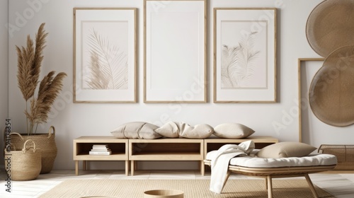 Contemporary Interior Design Background. Scandinavian Home. Generative AI. photo