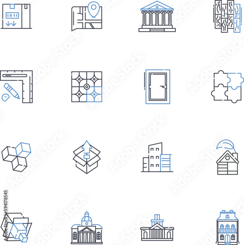 Carpentry line icons collection. Woodworking, Timber, Sawing, Chiseling, Planing, Joinery, Hammering vector and linear illustration. Nailing,Sanding,Cutting outline signs set