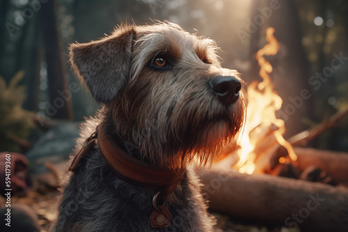 Wallpaper Mural Gros plan d'un chien près d'un feu dans la forêt » IA générative Torontodigital.ca