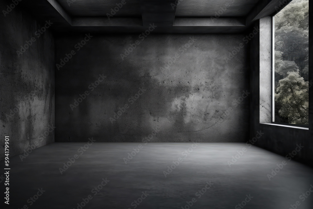 Dark black and gray abstract cement wall and interior textured studio room for product display. Wall background Dark black and gray abstract cement wall and interior textured studio room for product display. Wall background