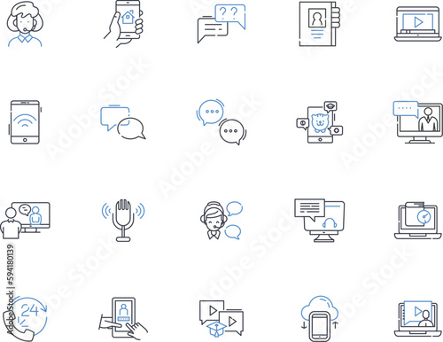 Web connectivity line icons collection. Broadband, WiFi, Fiber, Internet, Ethernet, G, Satellite vector and linear illustration. Router,Modem,Hotspot outline signs set