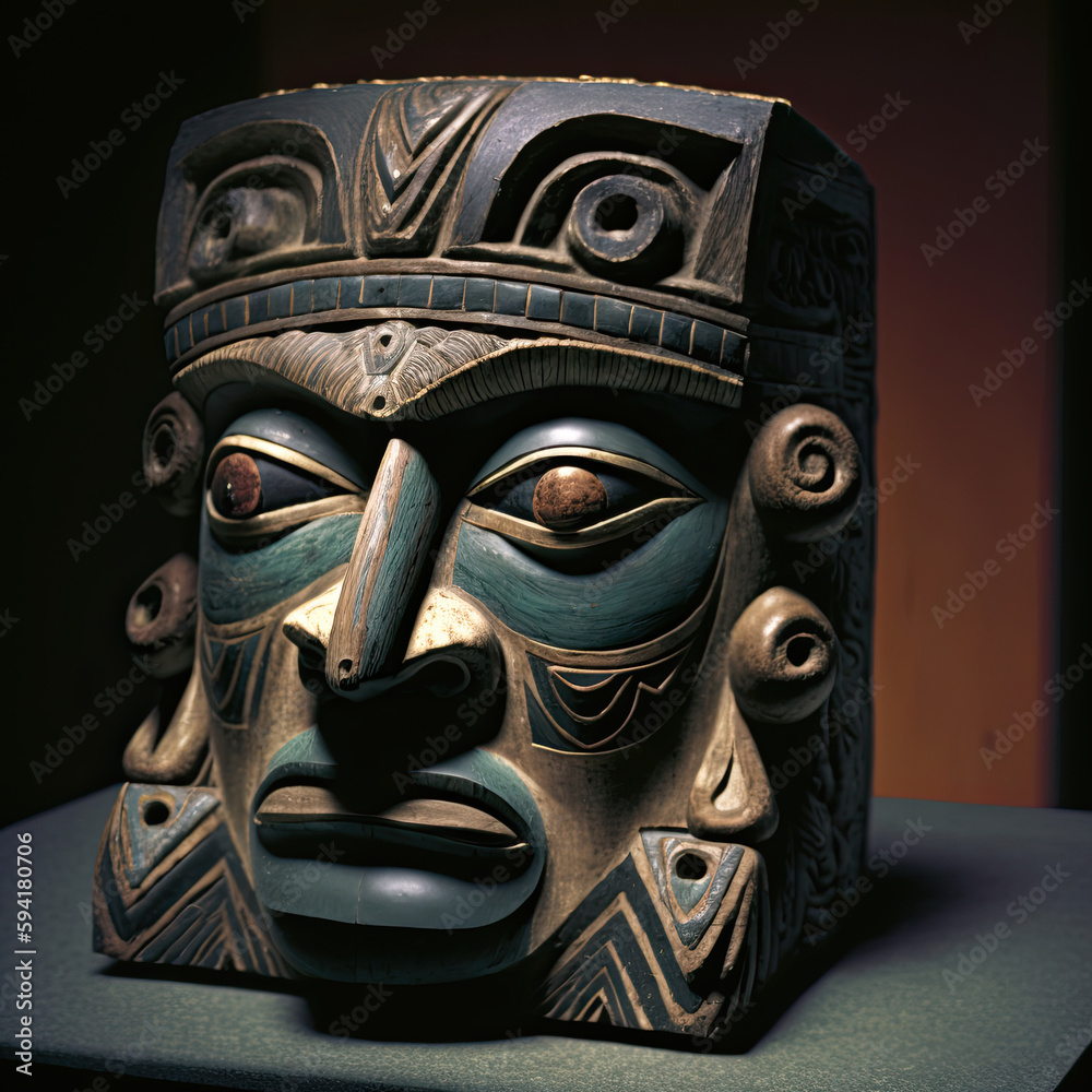 turquoise mayan mask, ai turquoise mayan mask, ai