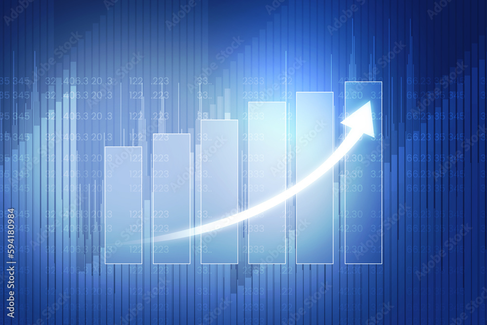 2d rendering Stock market online business concept. business Graph 