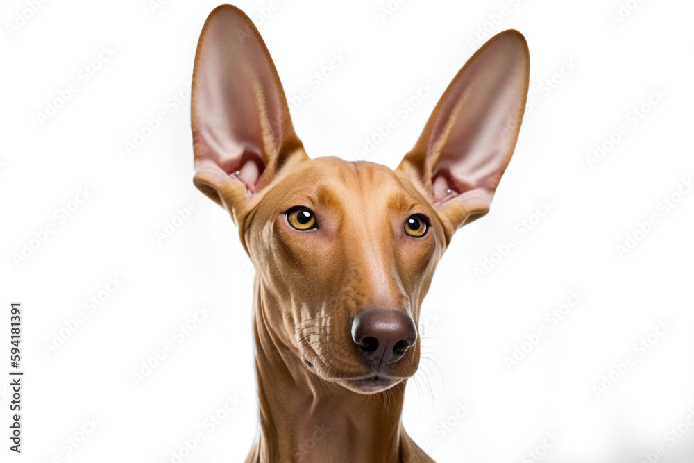 Graceful and Loyal Pharaoh Hound on White Background: A Perfect Portrait of the Ancient Egyptian Breed