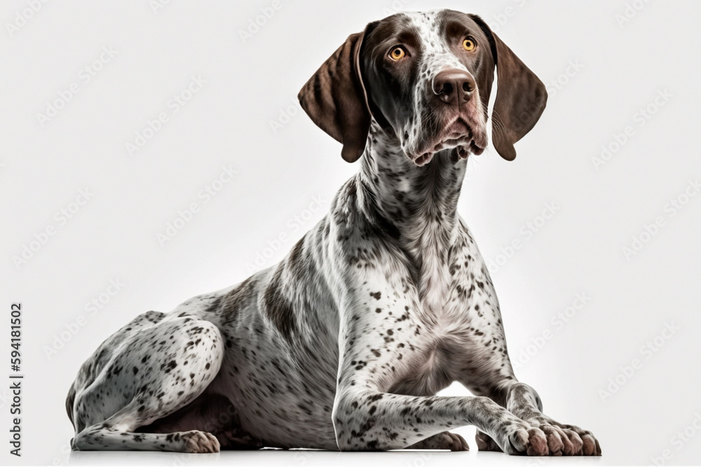 Elegant and Athletic Pointer Dog on a White Background - Showcasing the Traits of this Sporting Breed