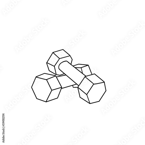 Dumbbells, sports equipment, gym, isolated picture, logo, tattoo design, coloring book for adults, black and white drawing