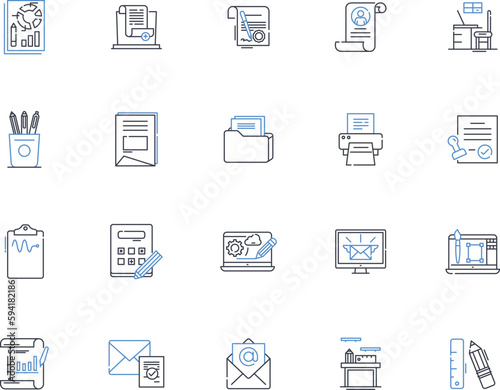 Emending line icons collection. Editing, Revision, Correction, Improvement, Refinement, Enhancing, Polishing vector and linear illustration. Perfecting,Rectifying,Amending outline signs set