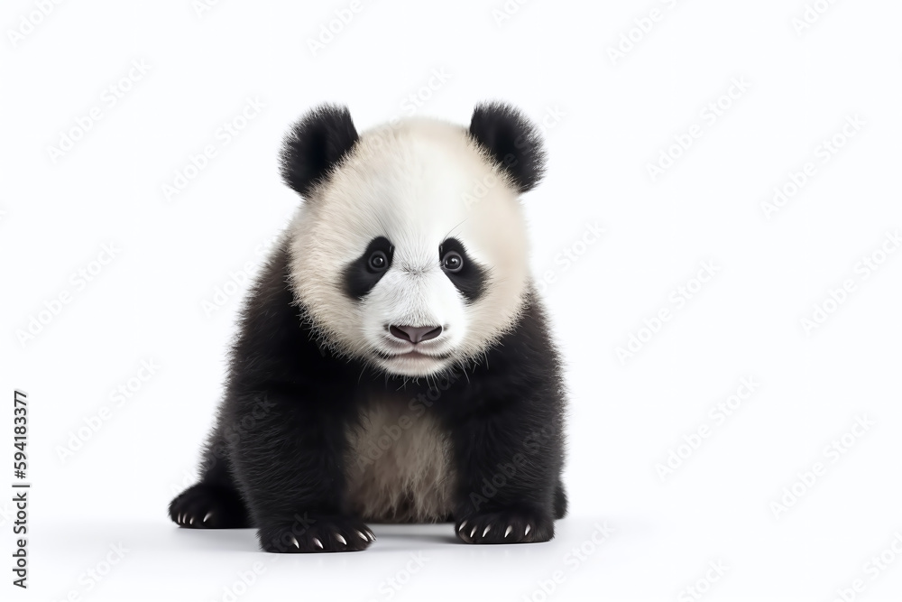 Portrait d'un panda sur fond blanc » IA générative