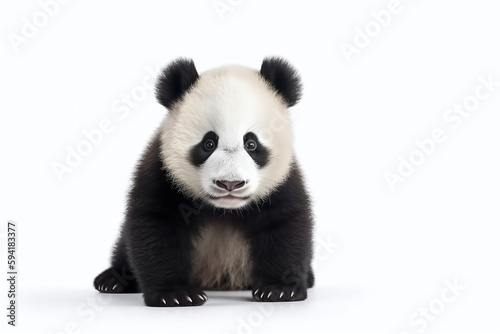 Portrait d un panda sur fond blanc    IA g  n  rative