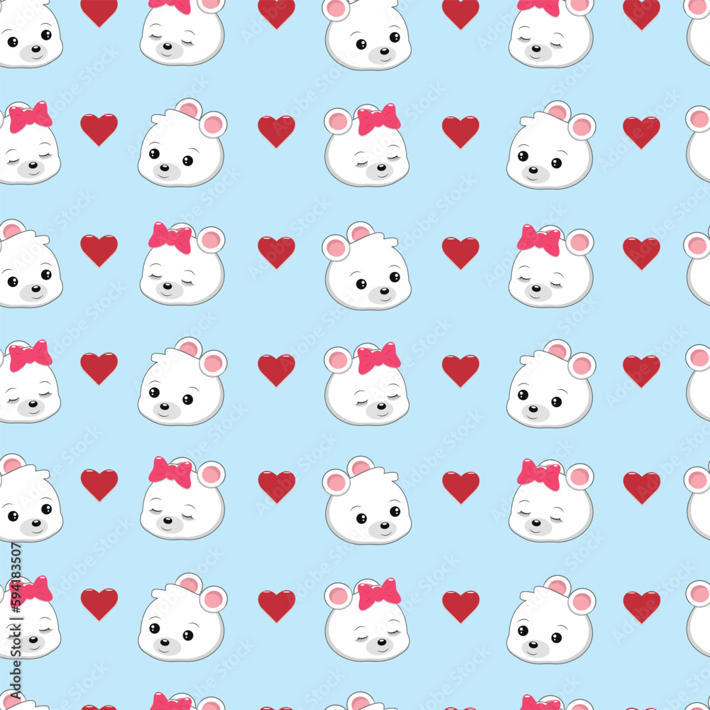 Childish seamless pattern with cute polar bears.