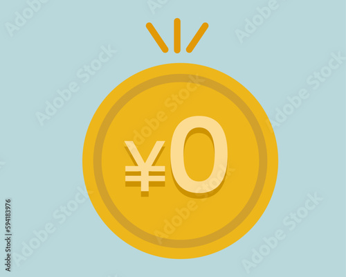 無料サービス ０円のお金 コイン。ベクターイラスト