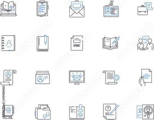 Video chat line icons collection. Communication, Connection, Interaction, Conferencing, Engagement, Collaboration, Virtual vector and linear illustration. Screen-sharing,Internet,App outline signs set