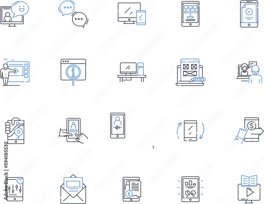 Digital ph line icons collection. Photography, Camera, Editing, Manipulation, Resolution, Filter, Software vector and linear illustration. Lens,Pixel,Megapixel outline signs set