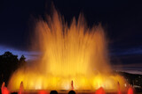 Colors of Magic Fountain of Montjuïc in Barcelona's Plaça d'Espanya, - Spain
