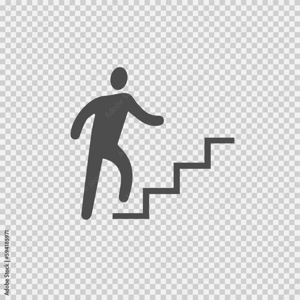 Career success metaphor. Businessman on stairs running up vector icon eps 10. Career success metaphor. Businessman on stairs running up vector icon eps 10.