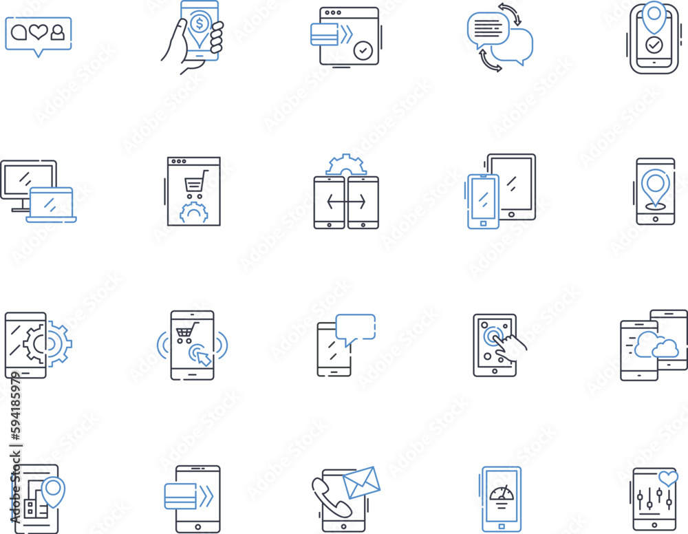 E-commerce line icons collection. Online, Shopping, Retail, Marketplace, Consumer, Transaction, Checkout vector and linear illustration. Inventory,Fulfillment,Payment outline signs set