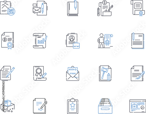 Confirmation line icons collection. Affirmation, Acceptance, Approval, Verification, Recognition, Endorsement, Ratification vector and linear illustration. Assertion,Attestation,Confirmation outline © michael broon
