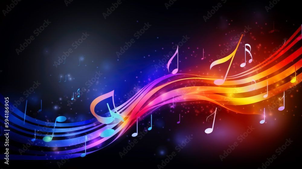 Obraz premium Music notes on abstract background. generative ai.