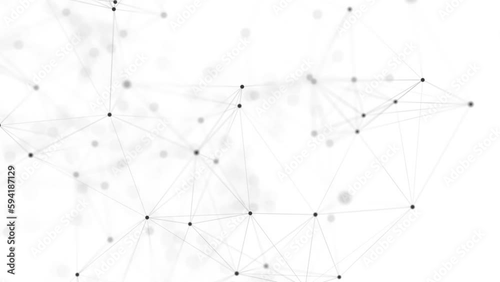 Digital flow with connecting points and lines. Futuristic white science background. Global network concept. Big data complex with compounds. 3D rendering.