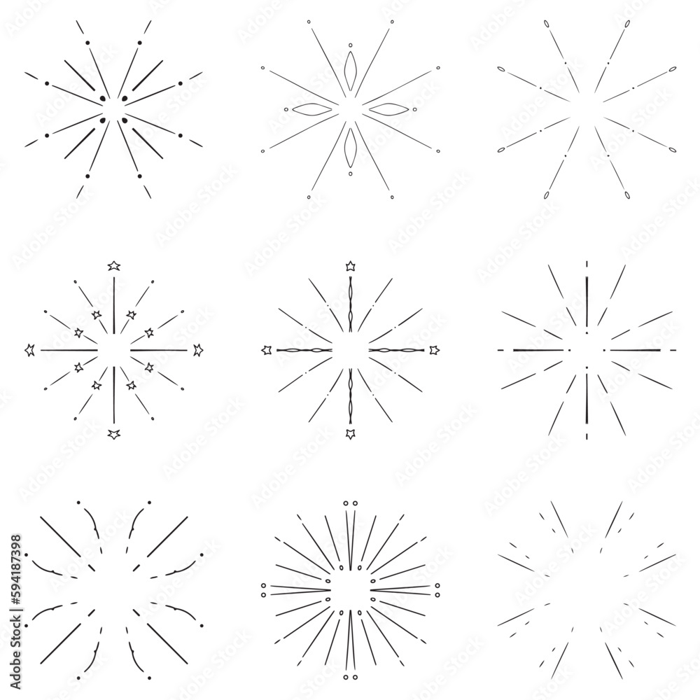 sunburst vector design element collection 