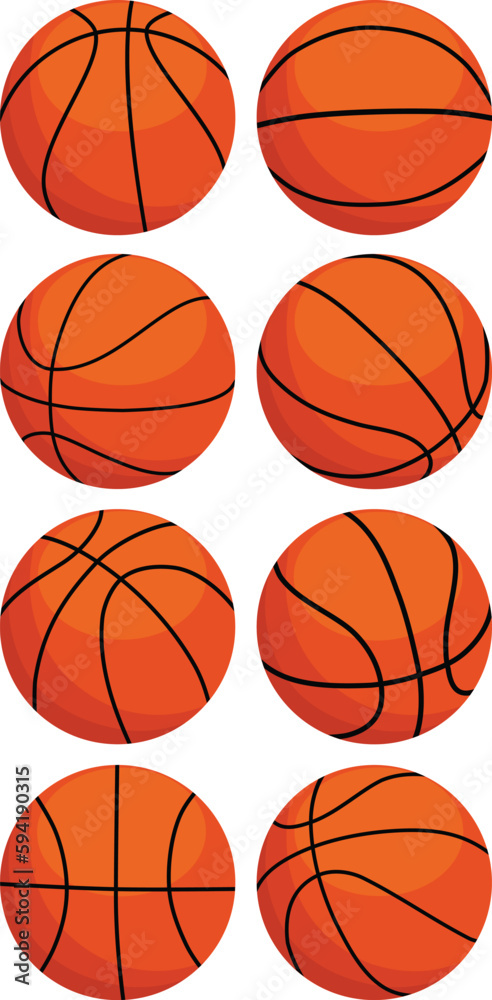 Collection of basketball balls stock illustration, isolated on white background