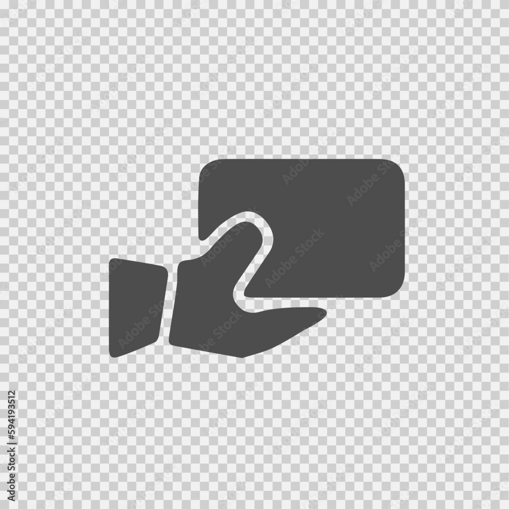 Hand holding credit card vector icon eps 10. Simple isolated pictogram. Hand holding credit card vector icon eps 10. Simple isolated pictogram.