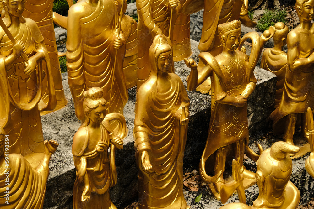 Fototapeta premium Buddhism Religion Golden Temple Image Sough-East Asian Praying Statue