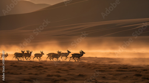 antelopes in the desert