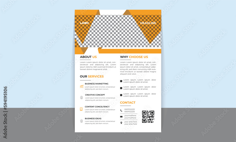 Flyer design, photography flyer, dl flyer, business flyer, corporate flyer New corporate flayer design. A4 size design vector illustrator flayer layout. Business Flyer Layout with Gradients CMYK.	
