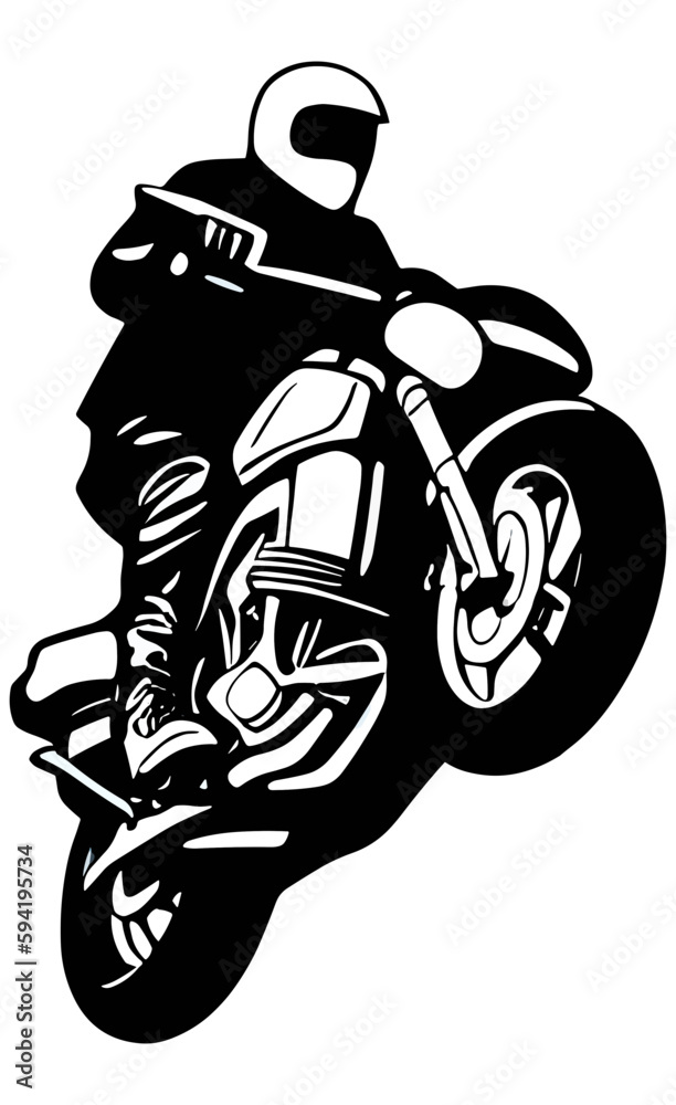 Clip art isolated flat vector motorcycle biker