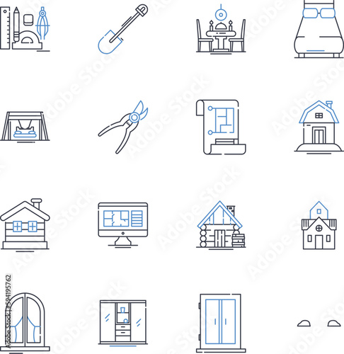 Community center line icons collection. Inclusive, Growth, Supportive, Empowerment, Wellness, Unity, Diversity vector and linear illustration. Collaboration,Learning,Enrichment outline signs set