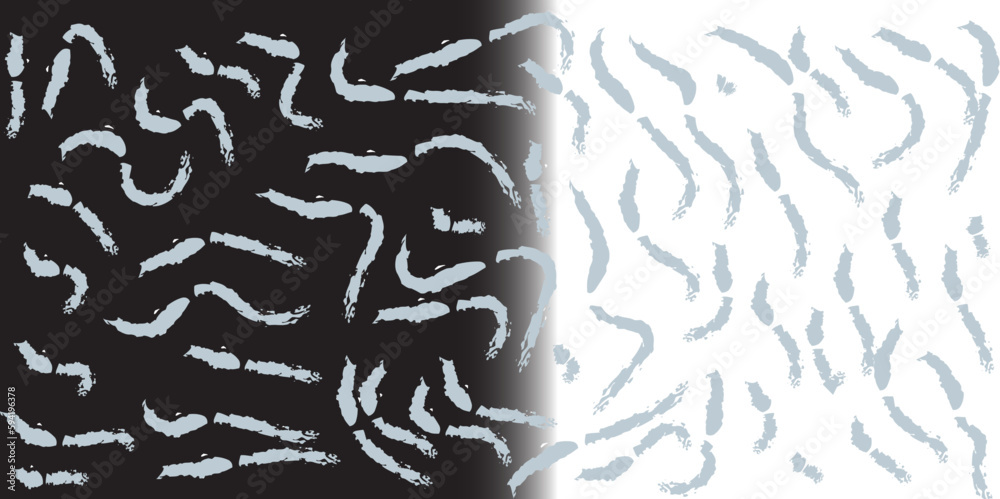 High resolution scan of the grunge black ink brush strokes on the white paper. Abstract background.
