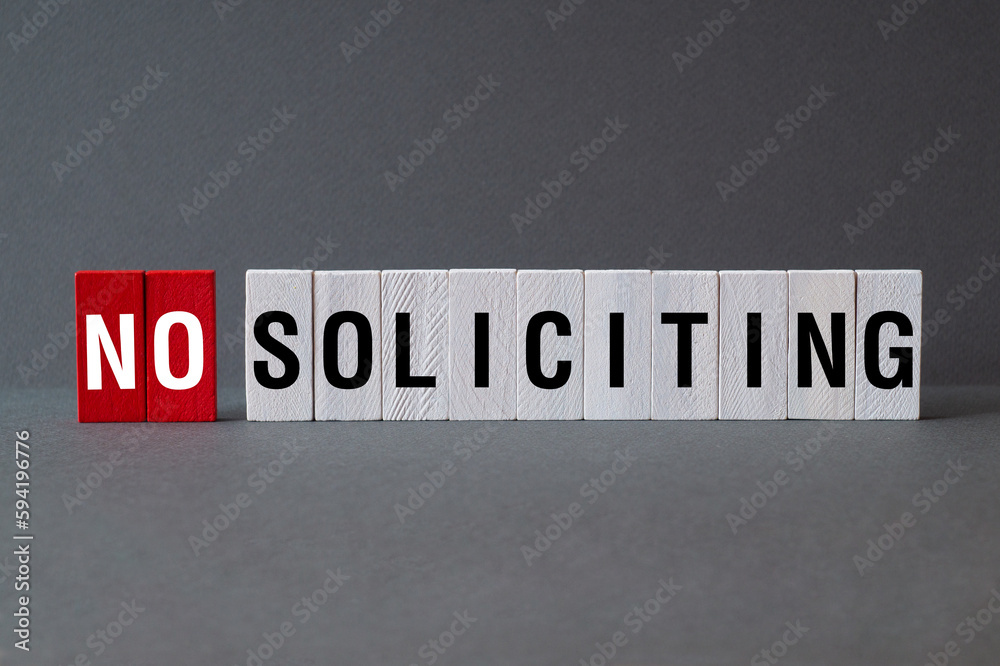 No soliciting - word concept on cubes,text No soliciting - word concept on cubes,text
