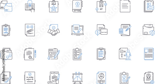 Agreements line icons collection. Contract, Treaty, Accord, Compact, Covenant, Understanding, Promise vector and linear illustration. Pact,Arrangement,Settlement outline signs set