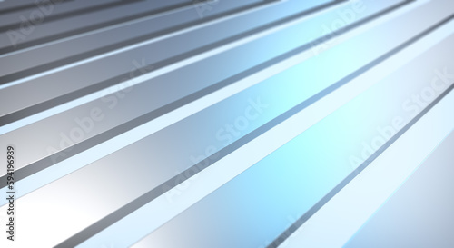 青と水色の金属質感の3Dストライプの背景 陰影ライティング デジタル・ビジネスのイメージ