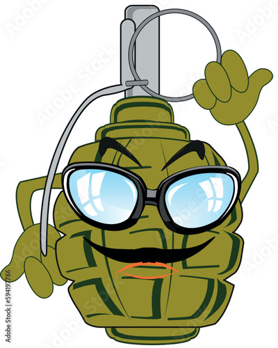 Weapon grenade cartoon on white background is insulated
