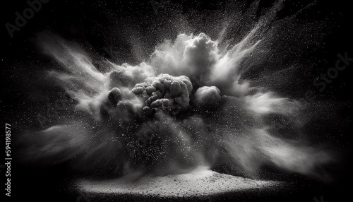 powder dust gray explosive with black background