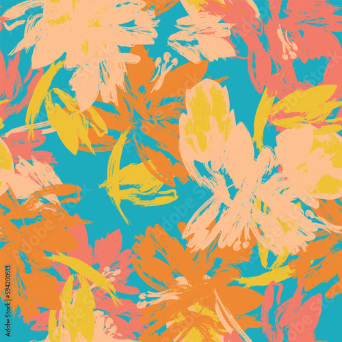 Colourful Abstract Floral Seamless Pattern Design
