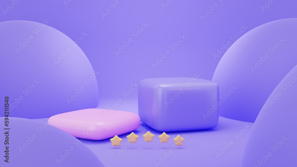 3d display product purple cartoon scene with geometric pink podium platform. 3d rendering with podium. stand for game products. Stage showcase on pedestal 3d bleu studio 3d display product purple cartoon scene with geometric pink podium platform. 3d rendering with podium. stand for game products. Stage showcase on pedestal 3d bleu studio