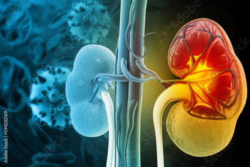 Fotografia Chronic kidney disease. 3d illustration