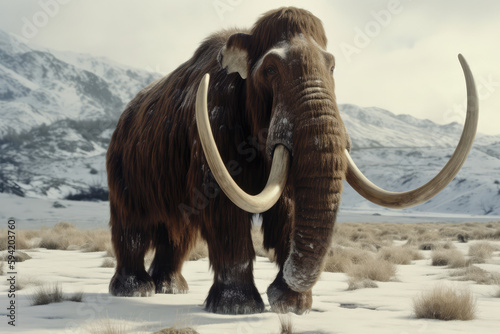 Woolly Mammoth  an enormous mammal  extinct animal  generative AI