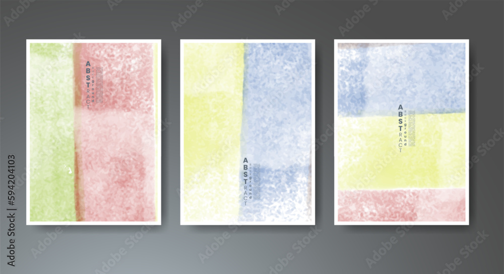 Set of creative hand painted abstract watercolor background. Design for your cover, date, postcard, banner, logo.