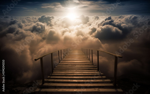 stairway to heaven, bridge leading to heaven, to the ultimate goal, achieving success, meeting God, symbol of Christianity, generative ai