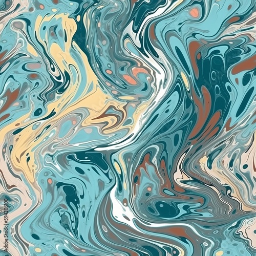 Fluid marble stupor in with an hypothetical touch for print and organize. Seamless pattern, AI Generated