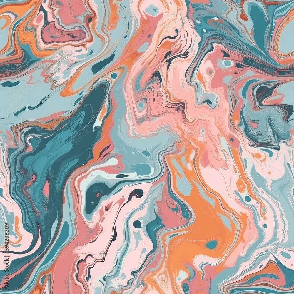 Fluid marble daze in with an speculative touch for print and organize. Seamless pattern, AI Generated