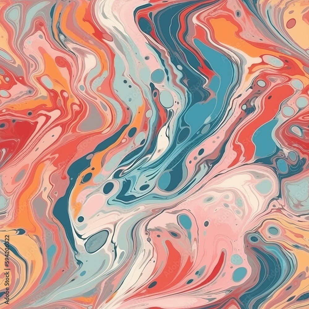 Liquid marble trance in with an theoretical touch for print and organize. Seamless pattern, AI Generated