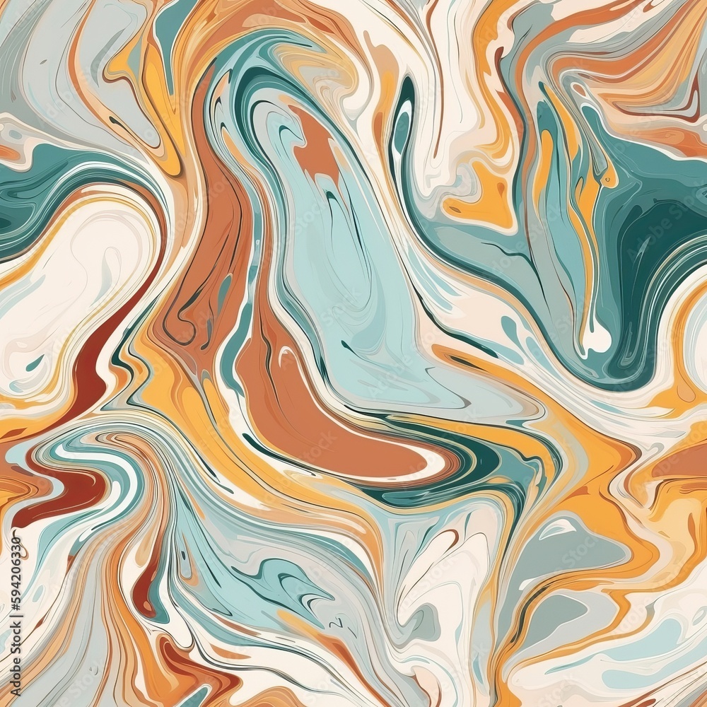 Fluid marble daze in with an hypothetical touch for print and organize. Seamless pattern, AI Generated