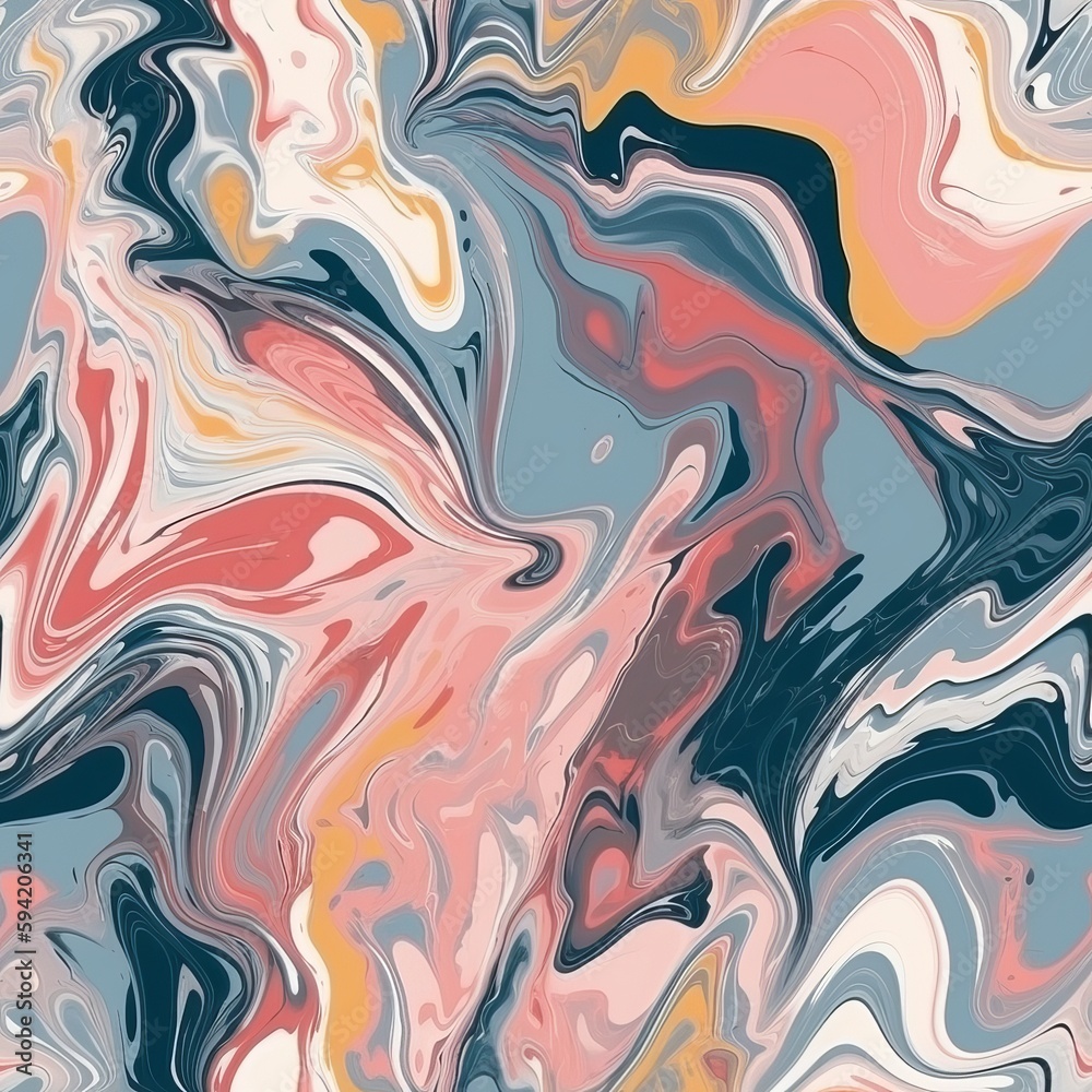 Liquid marble daze in with an hypothetical touch for print and organize. Seamless pattern, AI Generated