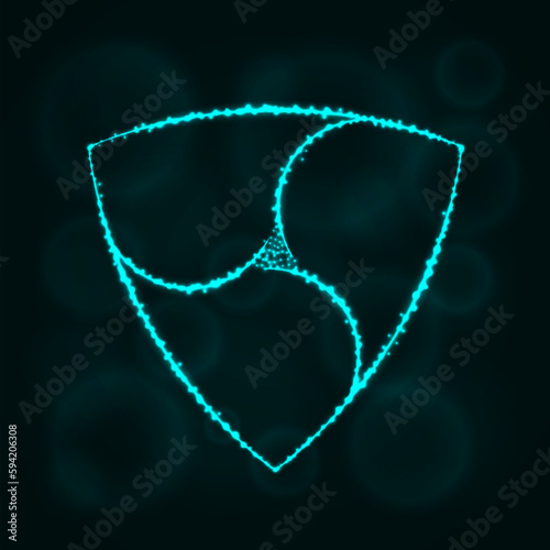 Nem coin digital currency silhouette of lights.